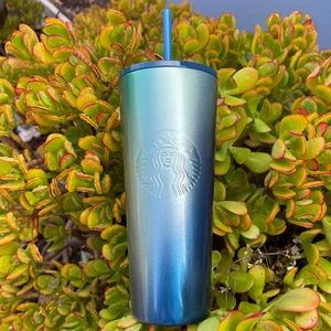 Starbucks NWT Blue/Green Shimmer Gradient Ombré Tumbler- 24oz